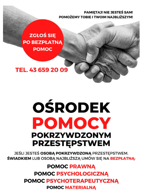 Plakat informacyjny Ośrodek Pomocy Pokrzywdzonym Przestępstwem osrodek