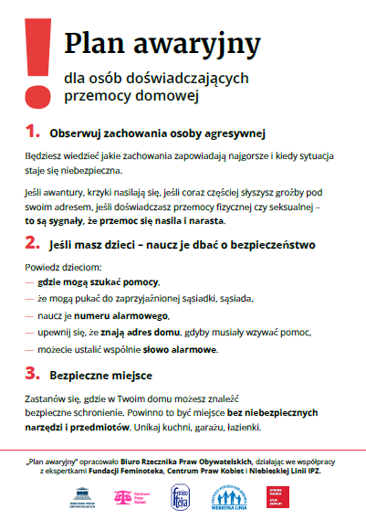 Informator "Plan awaryjny" plan awaryjny
