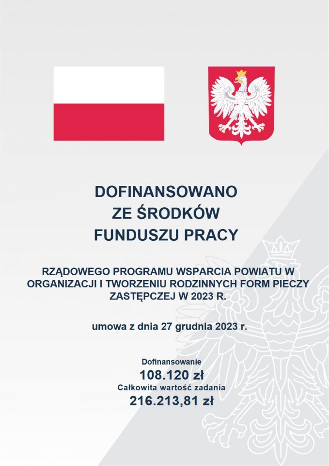 Dofinansowano ze środków Funduszu Pracy plakat